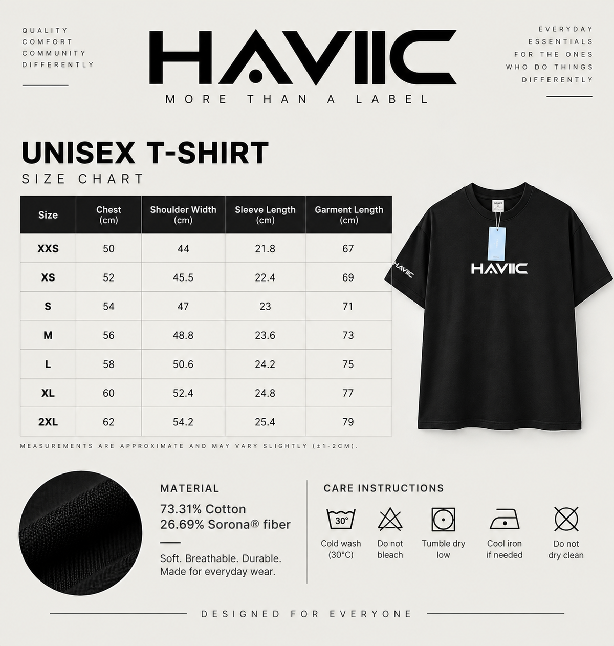 Uni-sex Haviic Black Tee
